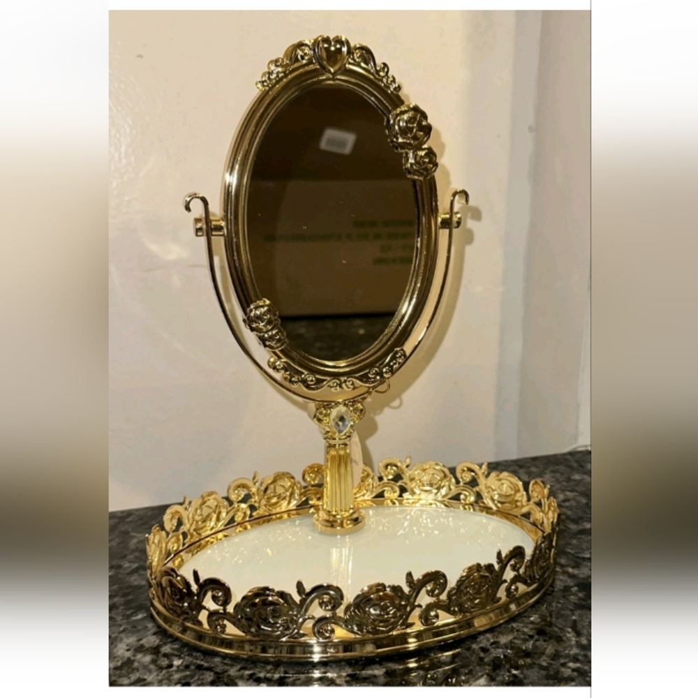 Bath & Body Works Gold Decorative Vanity Mirror Tray